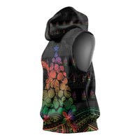 New Caledonia Christmas Sleeveless Hoodie Seashell Xmas Tree Tribal Waves DT05 - Polynesian Pride