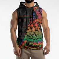New Caledonia Christmas Sleeveless Hoodie Seashell Xmas Tree Tribal Waves DT05 - Polynesian Pride