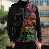 New Caledonia Christmas Sleeveless Puffer Jacket Seashell Xmas Tree Tribal Waves DT05 - Polynesian Pride