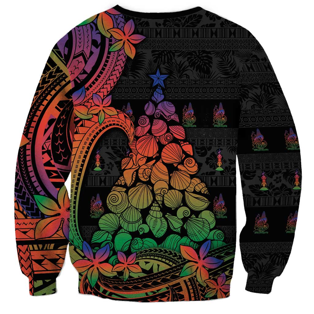 New Caledonia Christmas Sweatshirt Seashell Xmas Tree Tribal Waves DT05 - Polynesian Pride