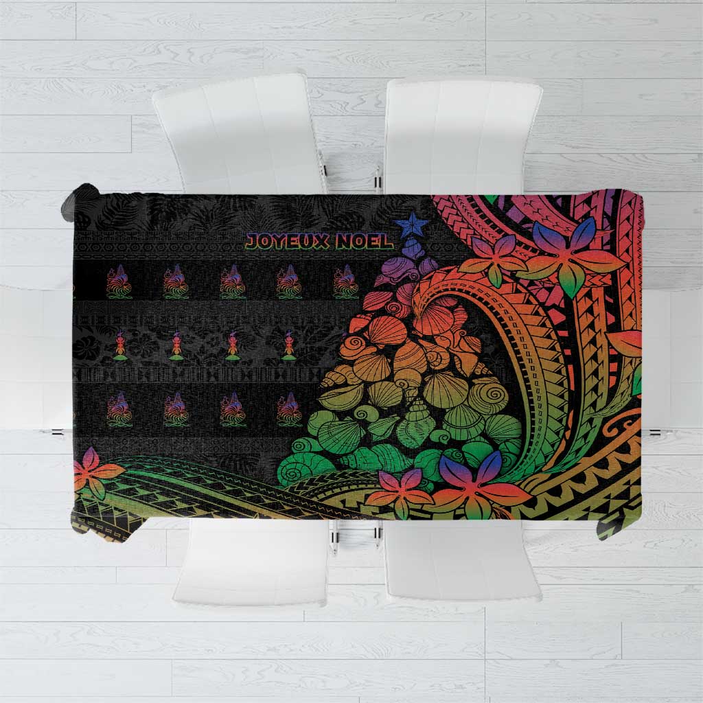 New Caledonia Christmas Tablecloth Seashell Xmas Tree Tribal Waves DT05 Black - Polynesian Pride