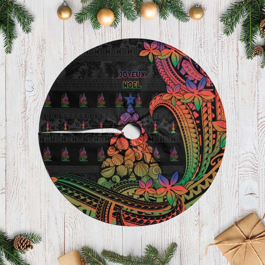 New Caledonia Christmas Tree Skirt Seashell Xmas Tree Tribal Waves DT05 Casual Black - Polynesian Pride