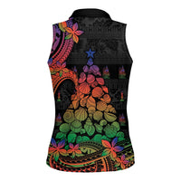 New Caledonia Christmas Women Sleeveless Polo Shirt Seashell Xmas Tree Tribal Waves DT05 - Polynesian Pride