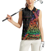 New Caledonia Christmas Women Sleeveless Polo Shirt Seashell Xmas Tree Tribal Waves DT05 - Polynesian Pride
