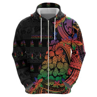 New Caledonia Christmas Zip Hoodie Seashell Xmas Tree Tribal Waves DT05 - Polynesian Pride