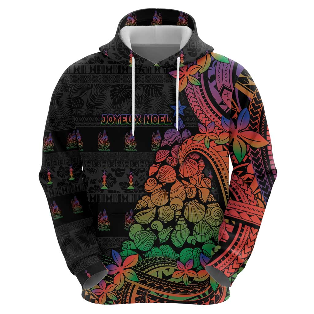 New Caledonia Christmas Zip Hoodie Seashell Xmas Tree Tribal Waves DT05 - Polynesian Pride