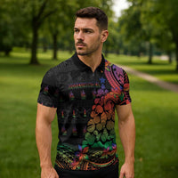 New Caledonia Christmas Zipper Polo Shirt Seashell Xmas Tree Tribal Waves DT05 - Polynesian Pride