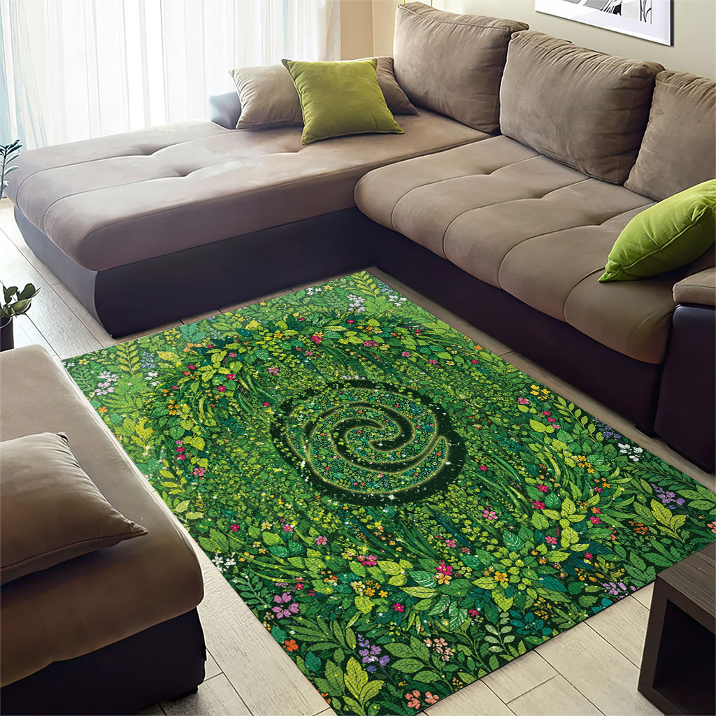 Polynesia Mother Nature Area Rug Glowing Heart Spiral Tropical Vine Floral DT05 - Polynesian Pride