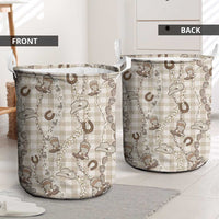 Hawaii Palaka Cowboy Laundry Basket Shell Maile Lei With Western Patterns - Polynesian Pride