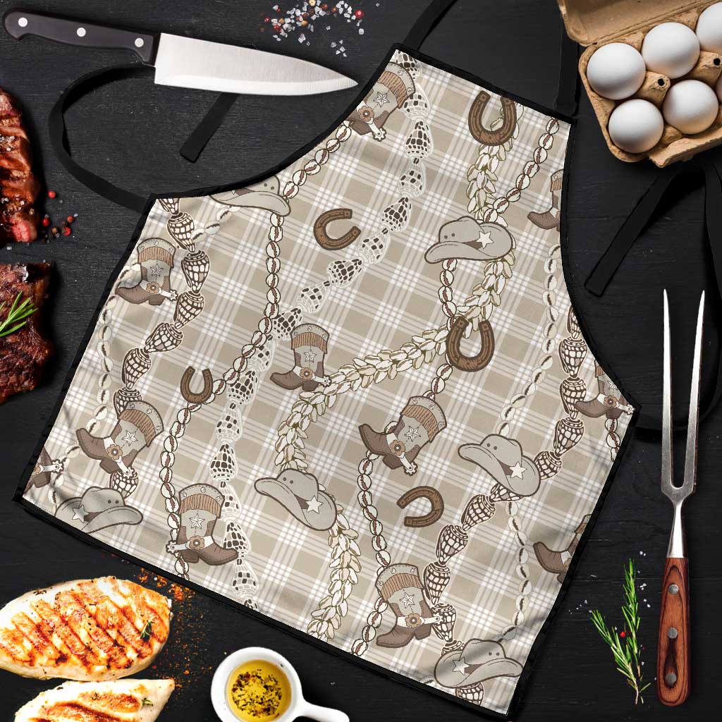 Hawaii Palaka Cowboy Apron Shell Maile Lei With Western Patterns DT05 Beige - Polynesian Pride