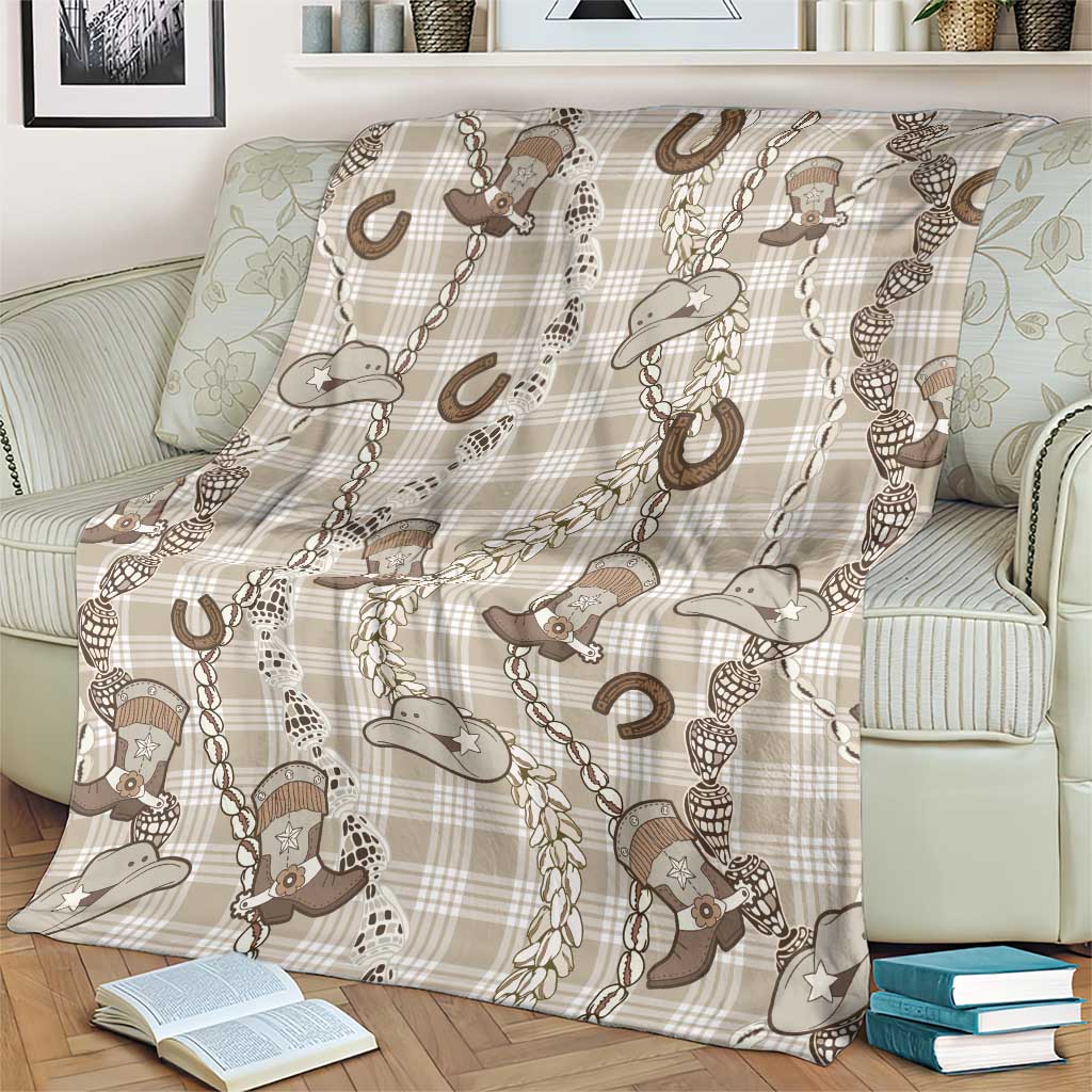 Hawaii Palaka Cowboy Blanket Shell Maile Lei With Western Patterns - Polynesian Pride