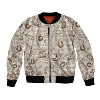 Hawaii Palaka Cowboy Bomber Jacket Shell Maile Lei With Western Patterns DT05 Unisex Beige - Polynesian Pride