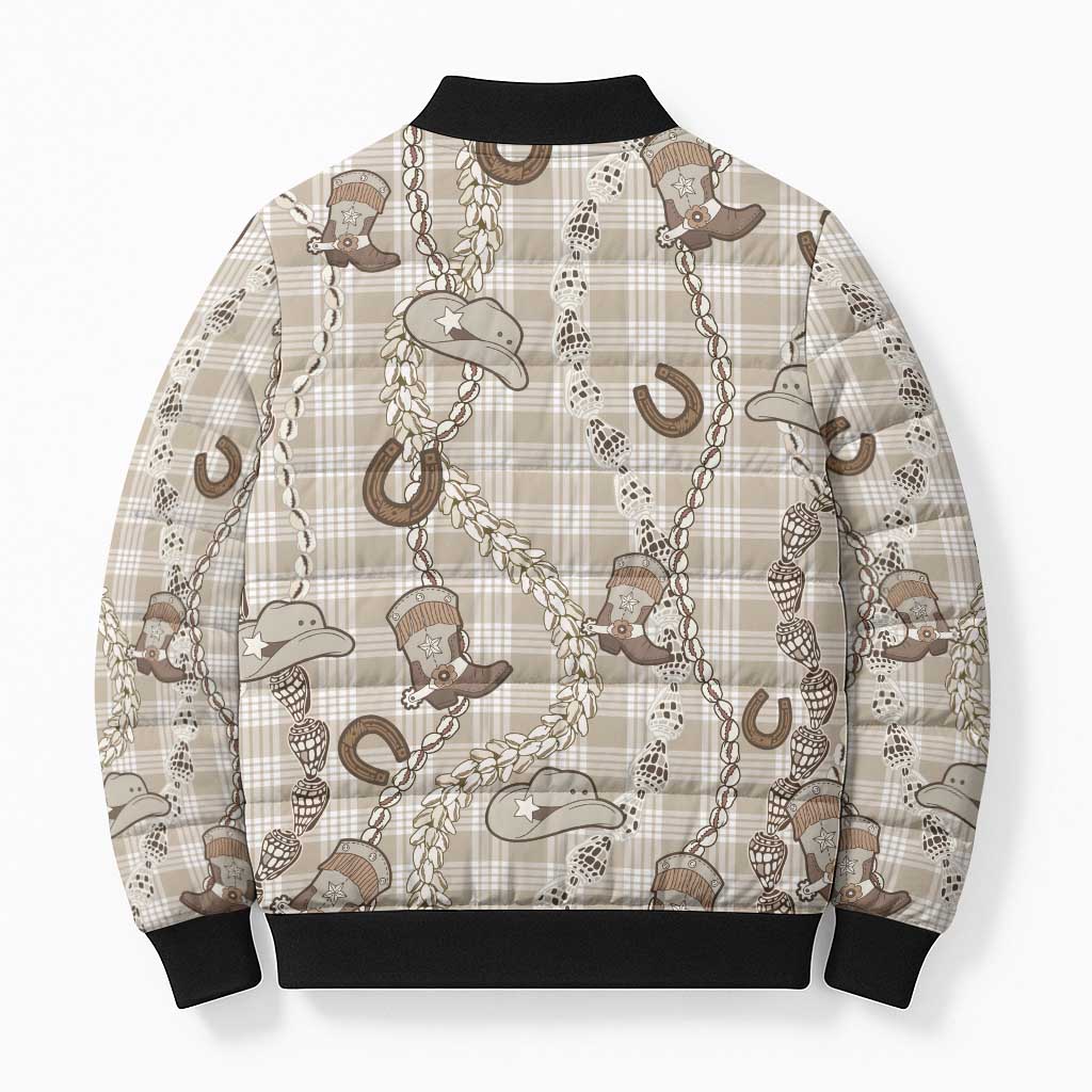 Hawaii Palaka Cowboy Bomber Puffer Jacket Shell Maile Lei With Western Patterns DT05 - Polynesian Pride