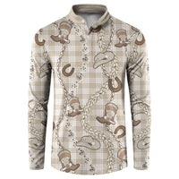 Hawaii Palaka Cowboy Button Sweatshirt Shell Maile Lei With Western Patterns DT05 Beige - Polynesian Pride
