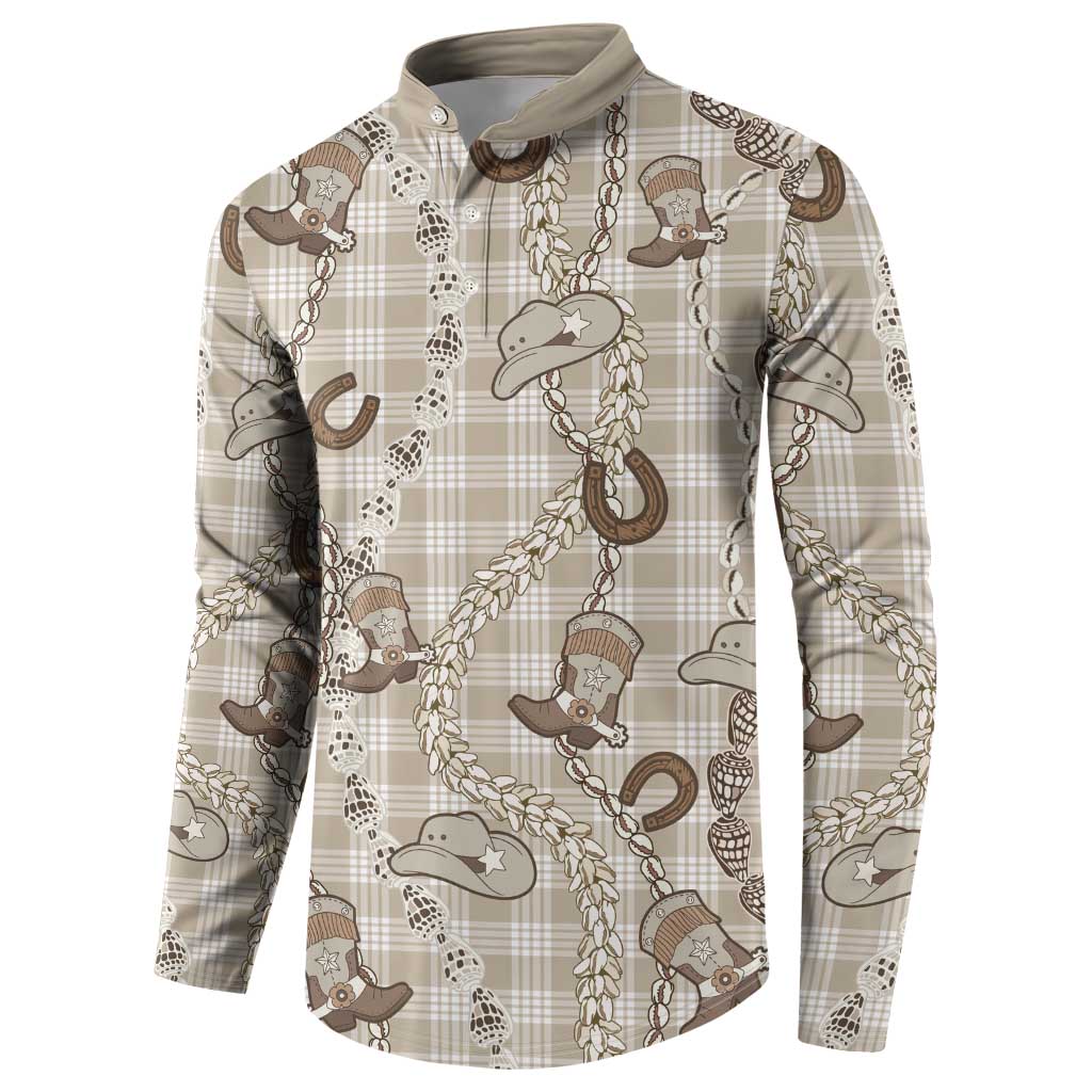 Hawaii Palaka Cowboy Button Sweatshirt Shell Maile Lei With Western Patterns DT05 - Polynesian Pride