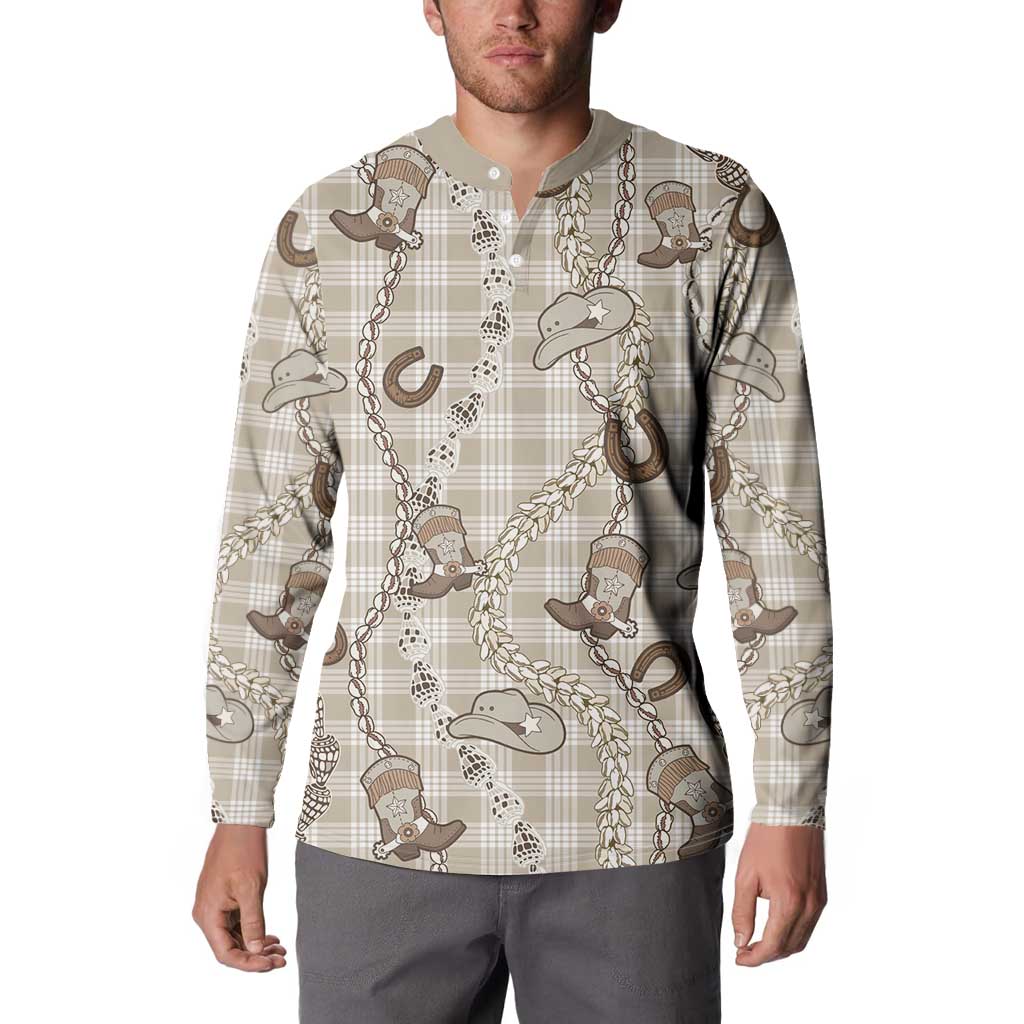 Hawaii Palaka Cowboy Button Sweatshirt Shell Maile Lei With Western Patterns DT05 - Polynesian Pride