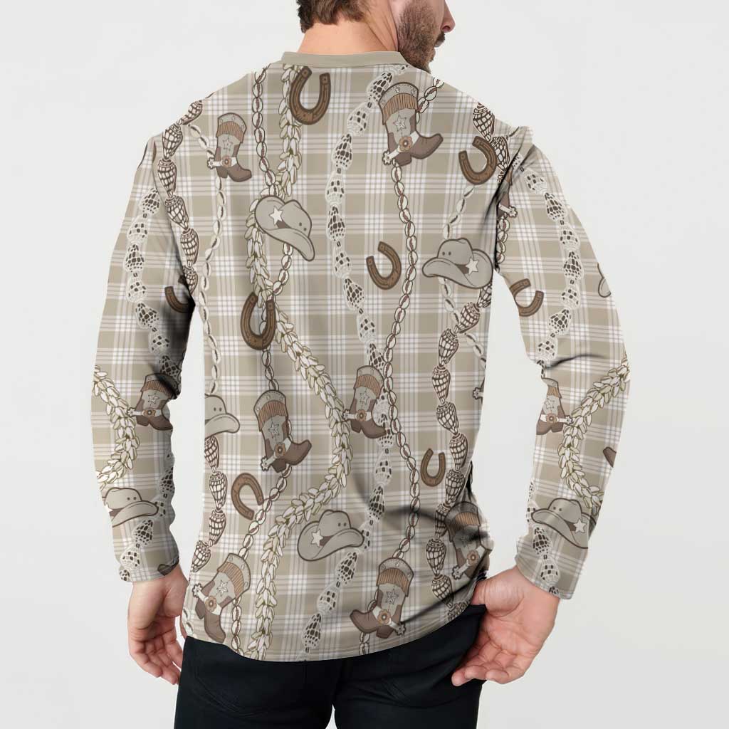 Hawaii Palaka Cowboy Button Sweatshirt Shell Maile Lei With Western Patterns DT05 - Polynesian Pride