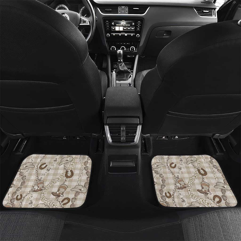 Hawaii Palaka Cowboy Car Mats Shell Maile Lei With Western Patterns - Polynesian Pride