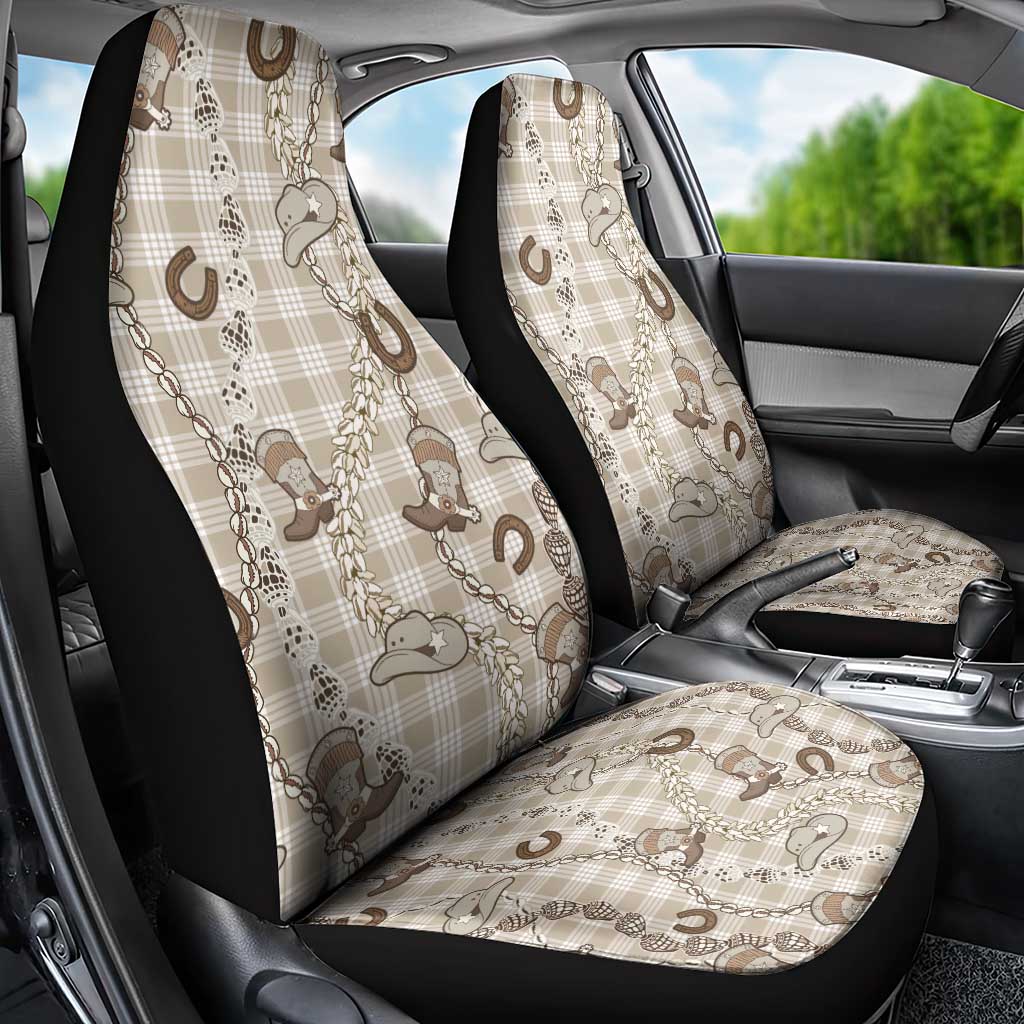 Hawaii Palaka Cowboy Car Seat Cover Shell Maile Lei With Western Patterns - Polynesian Pride