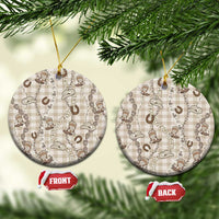 Hawaii Palaka Cowboy Ceramic Ornament Shell Maile Lei With Western Patterns DT05 Circle Beige - Polynesian Pride