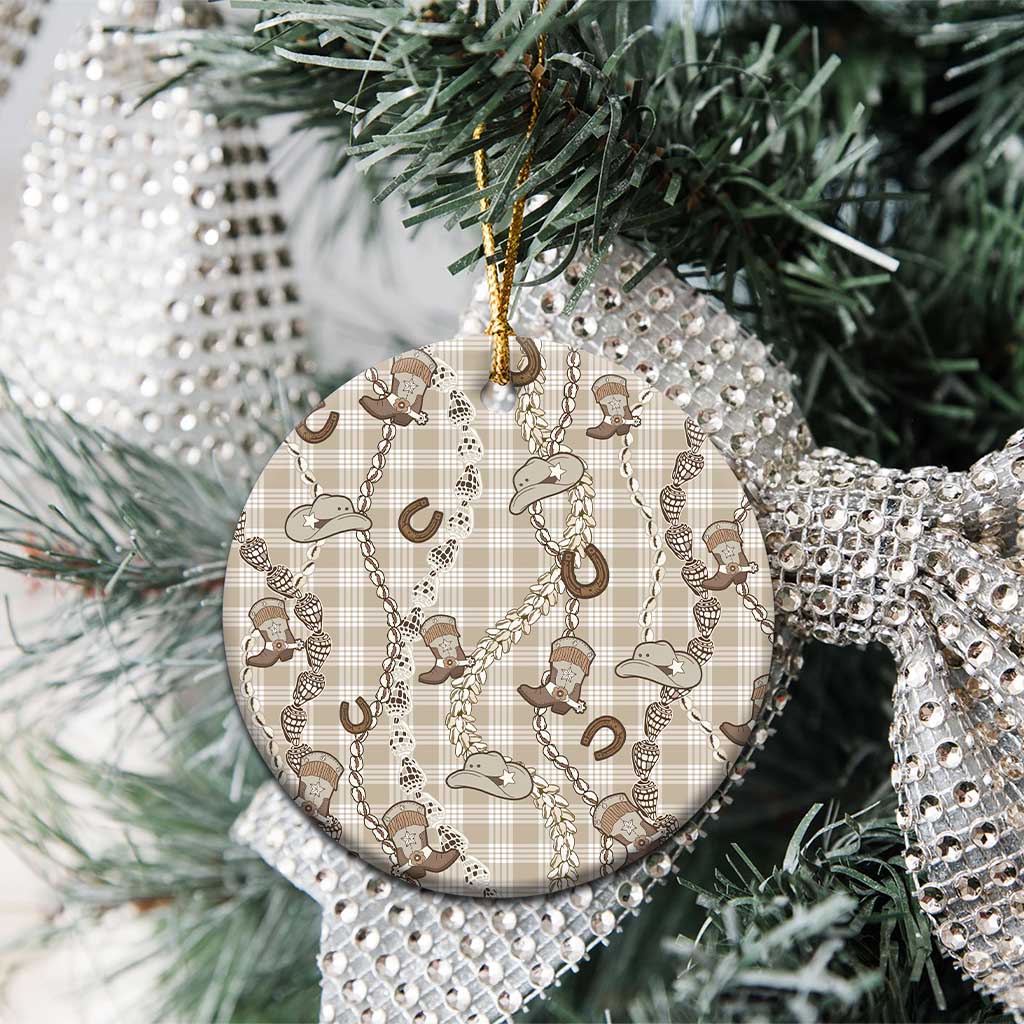 Hawaii Palaka Cowboy Ceramic Ornament Shell Maile Lei With Western Patterns DT05 - Polynesian Pride