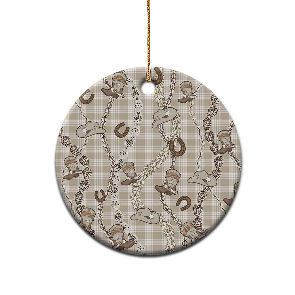 Hawaii Palaka Cowboy Ceramic Ornament Shell Maile Lei With Western Patterns DT05 - Polynesian Pride