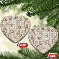 Hawaii Palaka Cowboy Ceramic Ornament Shell Maile Lei With Western Patterns DT05 Heart Beige - Polynesian Pride