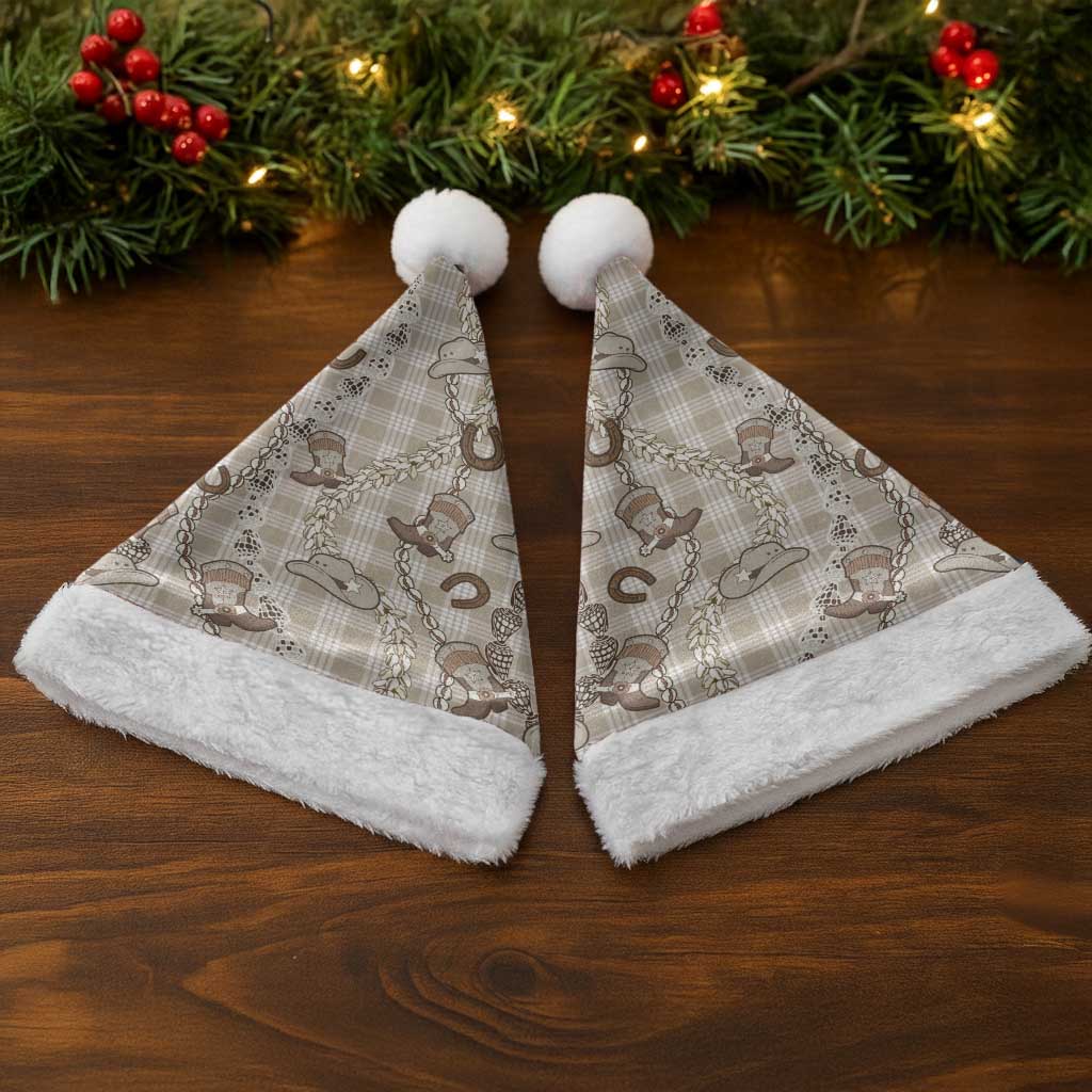 Hawaii Palaka Cowboy Christmas Santa Hat Shell Maile Lei With Western Patterns DT05 - Polynesian Pride