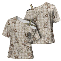 Hawaii Palaka Cowboy Cross Shoulder Shirt Shell Maile Lei With Western Patterns DT05 - Polynesian Pride