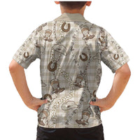 Hawaii Palaka Cowboy Family Matching Mermaid Dress and Hawaiian Shirt Shell Maile Lei With Western Patterns - Polynesian Pride