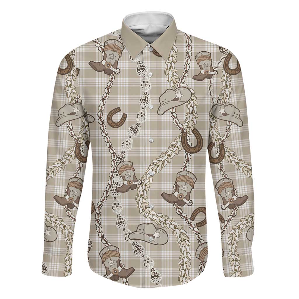 Hawaii Palaka Cowboy Family Matching Puletasi and Hawaiian Shirt Shell Maile Lei With Western Patterns - Polynesian Pride