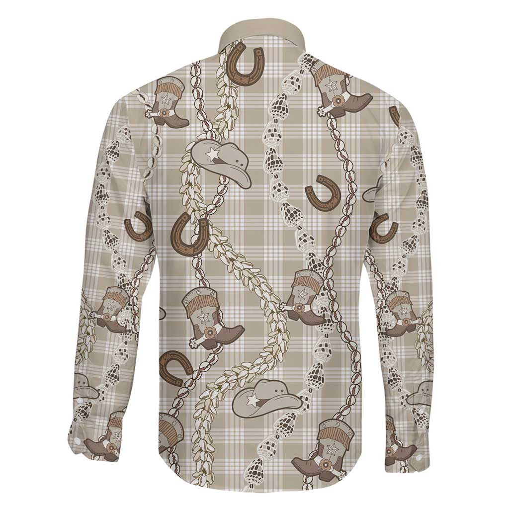 Hawaii Palaka Cowboy Family Matching Puletasi and Hawaiian Shirt Shell Maile Lei With Western Patterns - Polynesian Pride