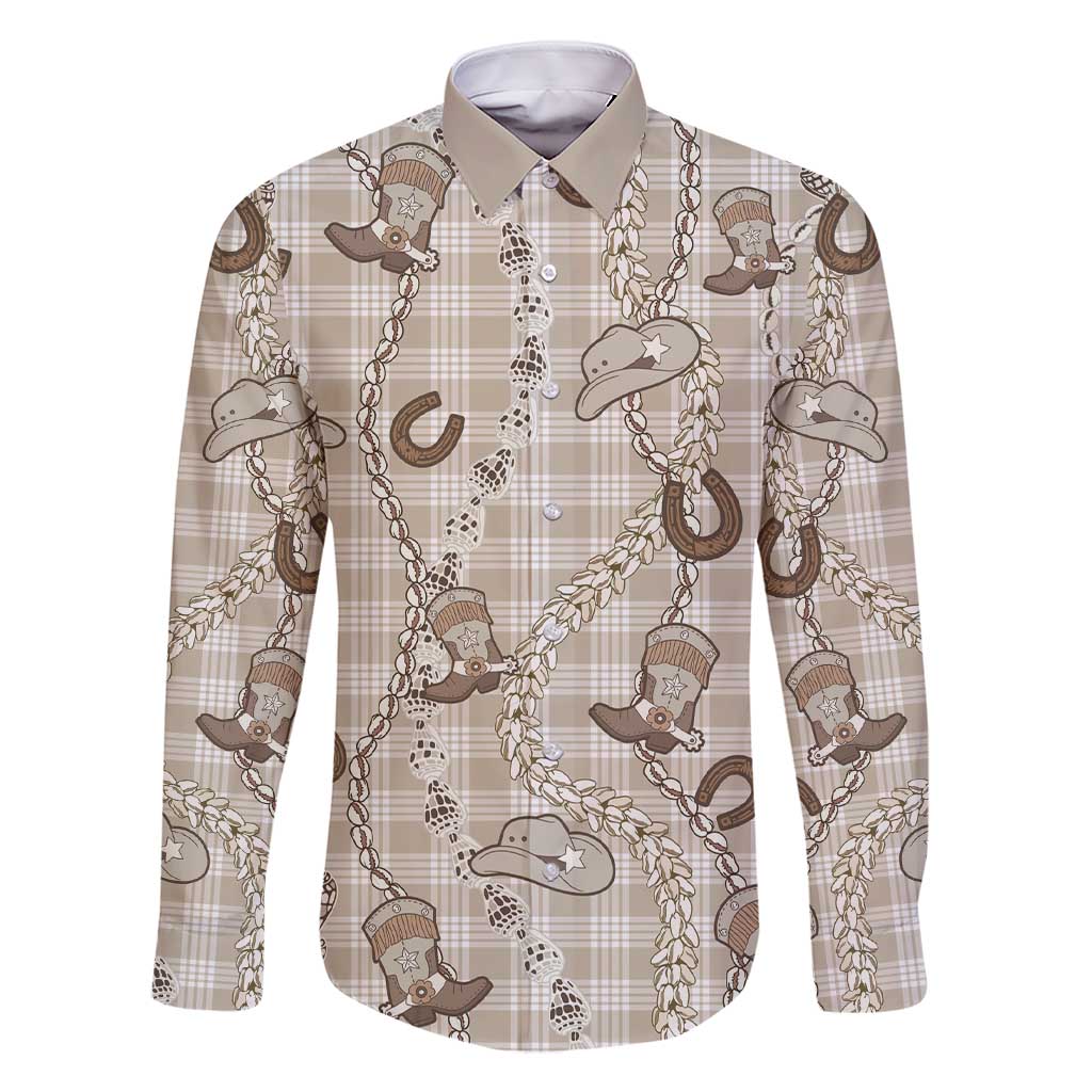 Hawaii Palaka Cowboy Family Matching Short Sleeve Bodycon Dress and Hawaiian Shirt Shell Maile Lei With Western Patterns - Polynesian Pride