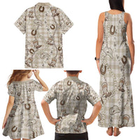 Hawaii Palaka Cowboy Family Matching Tank Maxi Dress and Hawaiian Shirt Shell Maile Lei With Western Patterns - Polynesian Pride