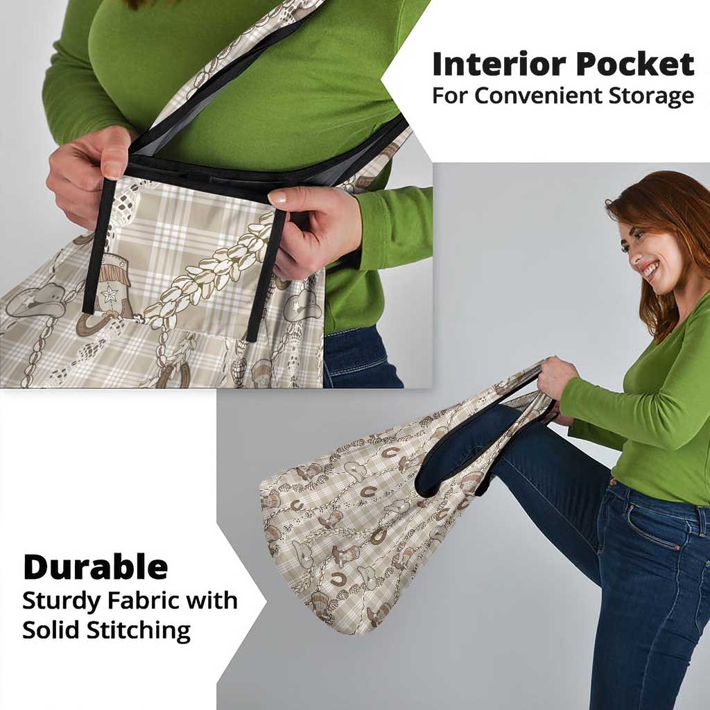 Hawaii Palaka Cowboy Grocery Bag Shell Maile Lei With Western Patterns - Polynesian Pride