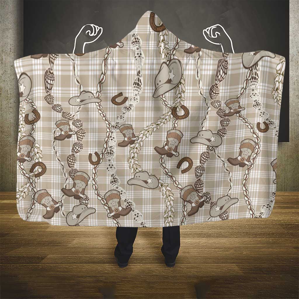 Hawaii Palaka Cowboy Hooded Blanket Shell Maile Lei With Western Patterns DT05 - Polynesian Pride
