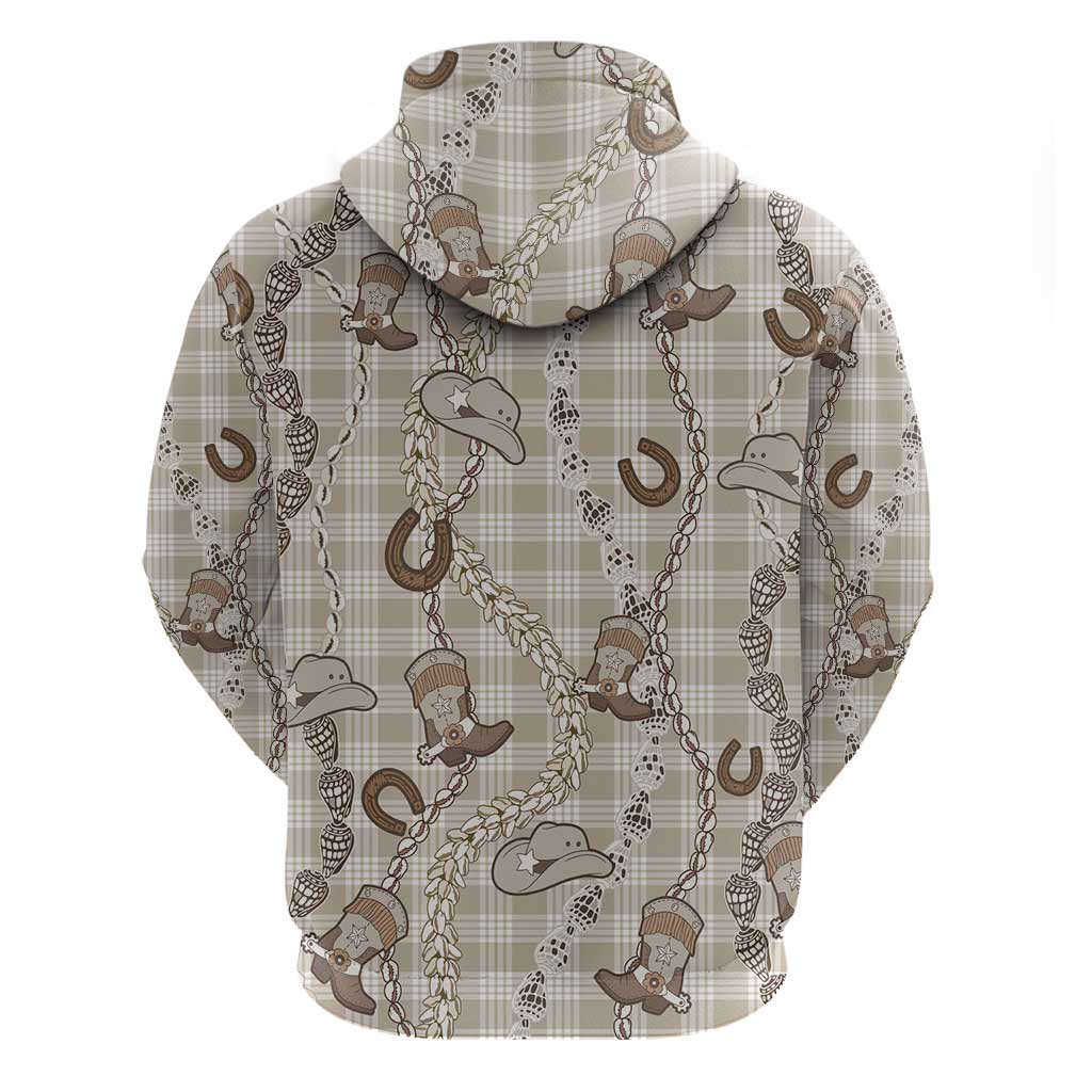 Hawaii Palaka Cowboy Hoodie Shell Maile Lei With Western Patterns - Polynesian Pride