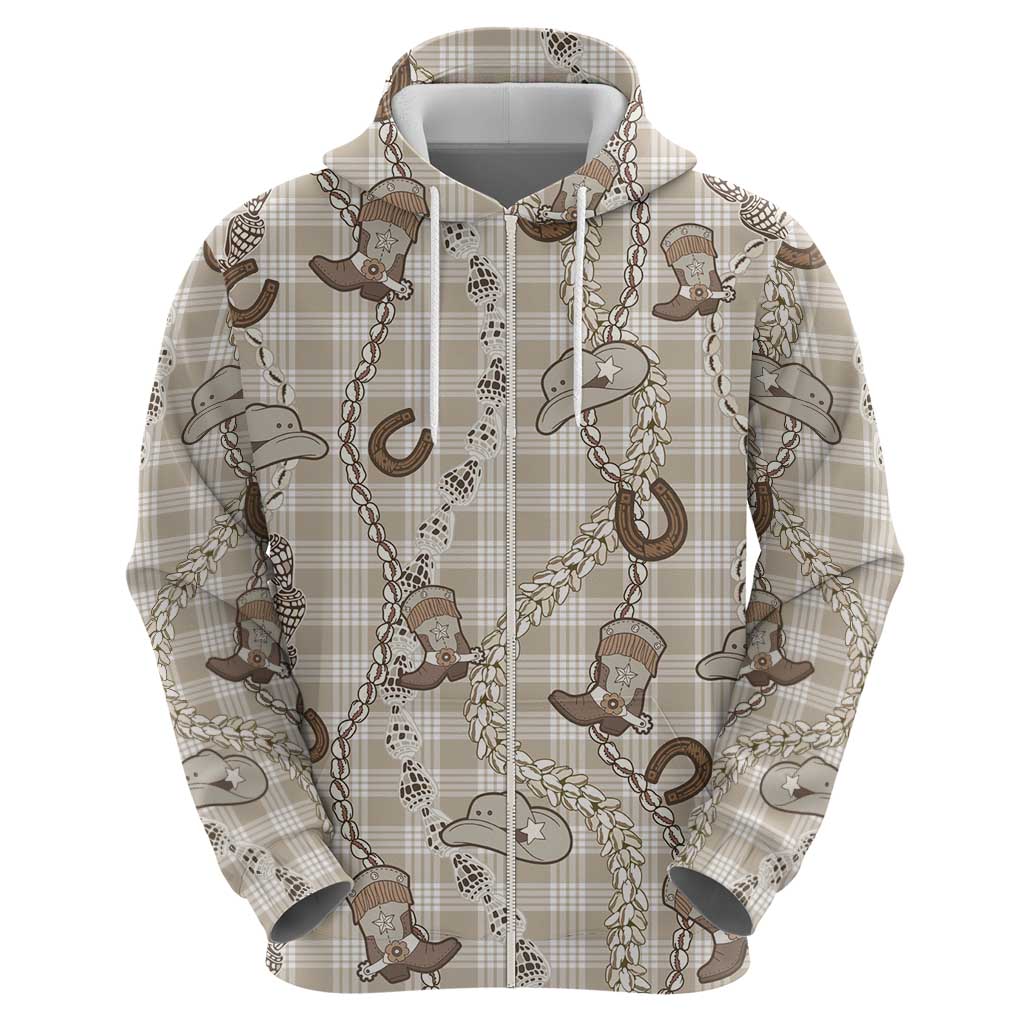 Hawaii Palaka Cowboy Hoodie Shell Maile Lei With Western Patterns - Polynesian Pride