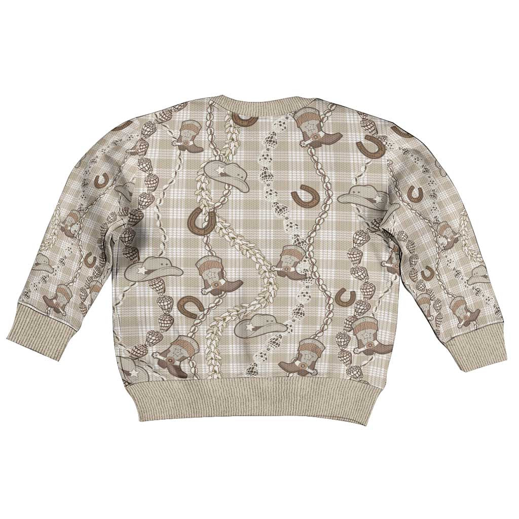 Hawaii Palaka Cowboy Kid Ugly Christmas Sweater Shell Maile Lei With Western Patterns DT05 - Polynesian Pride