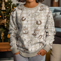Hawaii Palaka Cowboy Kid Ugly Christmas Sweater Shell Maile Lei With Western Patterns DT05 - Polynesian Pride