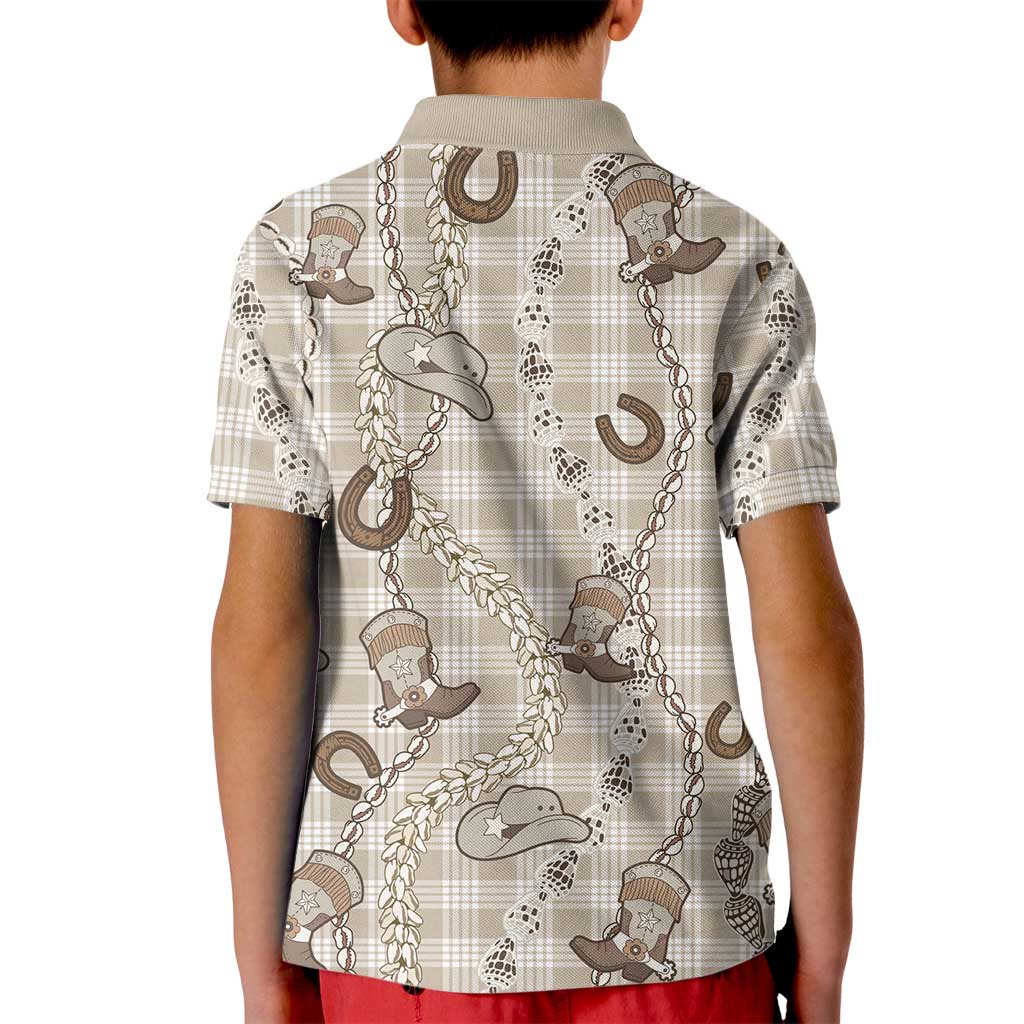 Hawaii Palaka Cowboy Kid Polo Shirt Shell Maile Lei With Western Patterns DT05 - Polynesian Pride