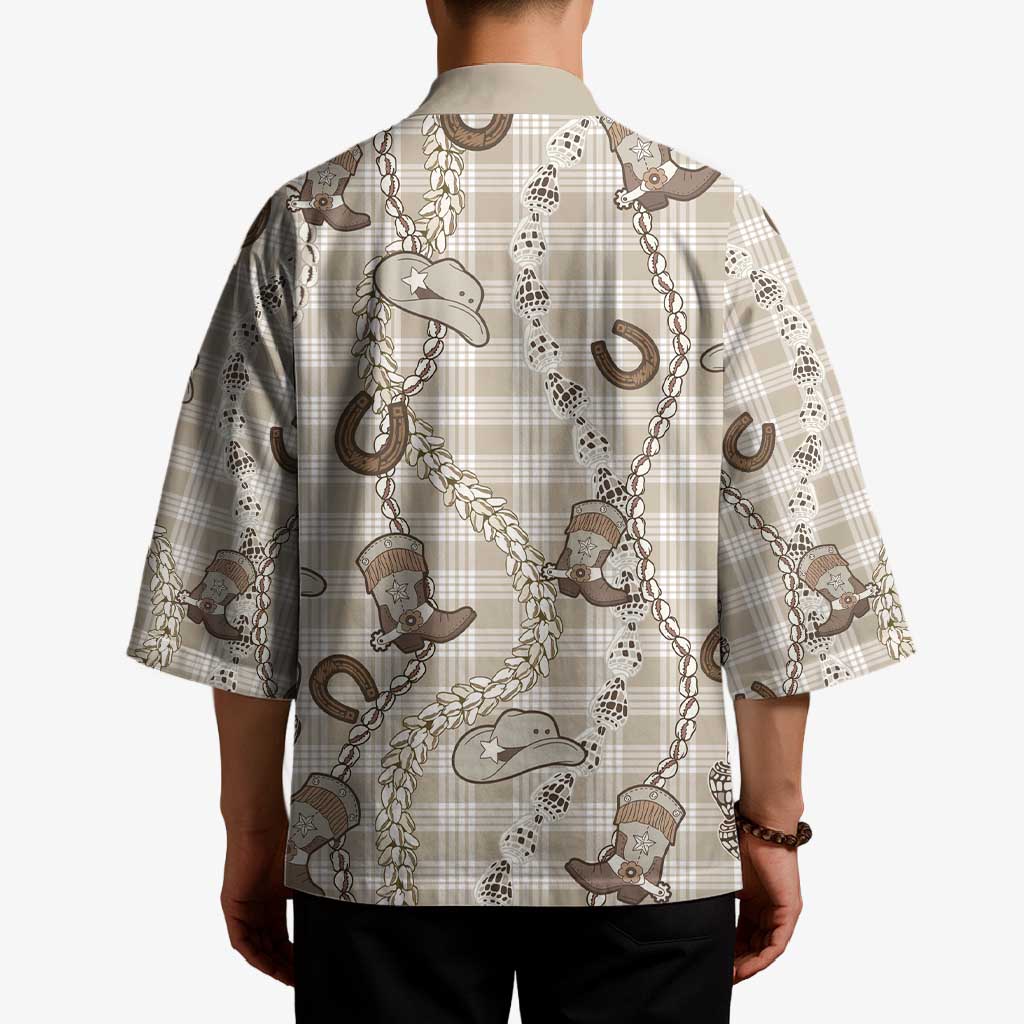 Hawaii Palaka Cowboy Kimono Shell Maile Lei With Western Patterns - Polynesian Pride