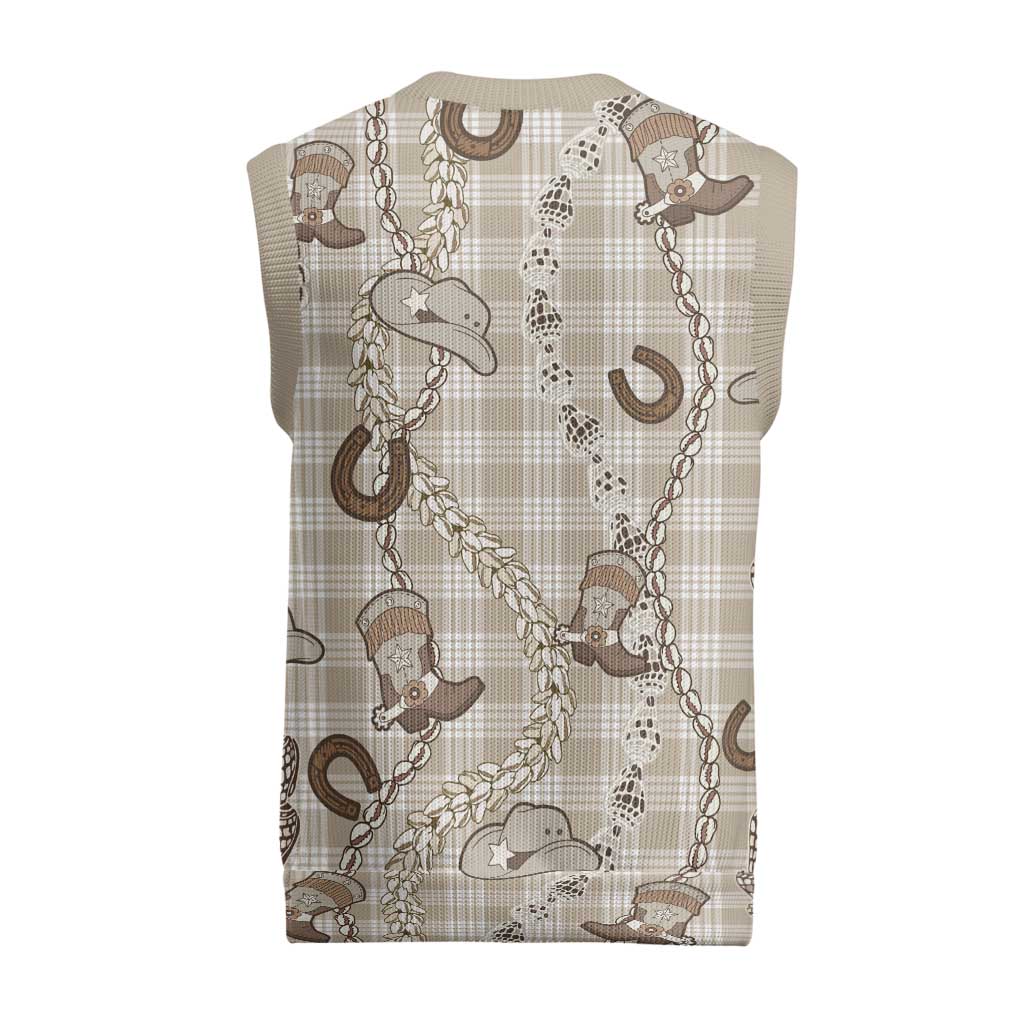 Hawaii Palaka Cowboy Christmas Knitted V-Neck Vest Shell Maile Lei With Western Patterns DT05 - Polynesian Pride