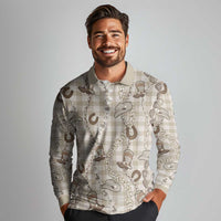 Hawaii Palaka Cowboy Long Sleeve Polo Shirt Shell Maile Lei With Western Patterns DT05 - Polynesian Pride