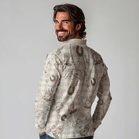 Hawaii Palaka Cowboy Long Sleeve Polo Shirt Shell Maile Lei With Western Patterns DT05 - Polynesian Pride