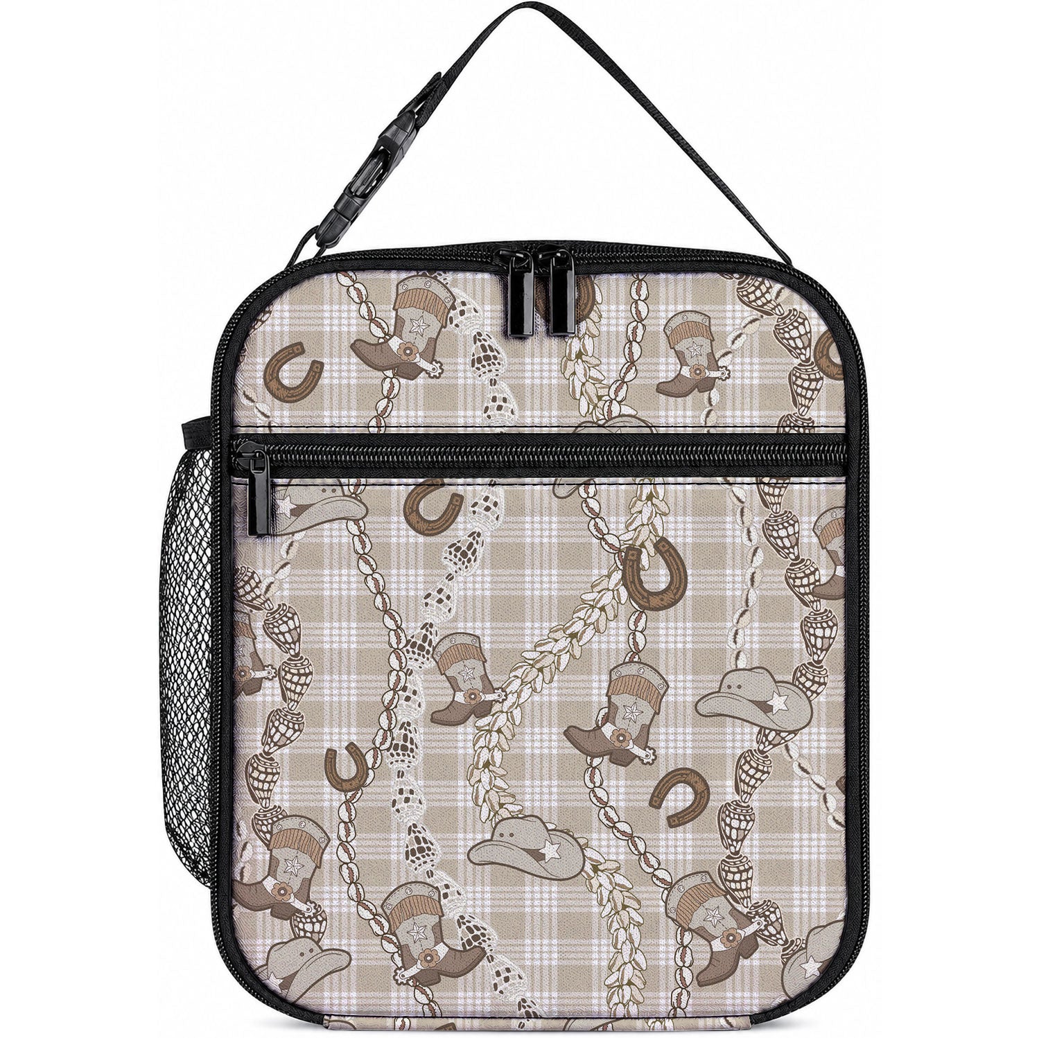 Hawaii Palaka Cowboy Lunch Bag Shell Maile Lei With Western Patterns