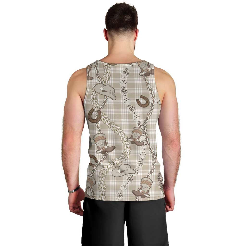Hawaii Palaka Cowboy Men Tank Top Shell Maile Lei With Western Patterns DT05 - Polynesian Pride