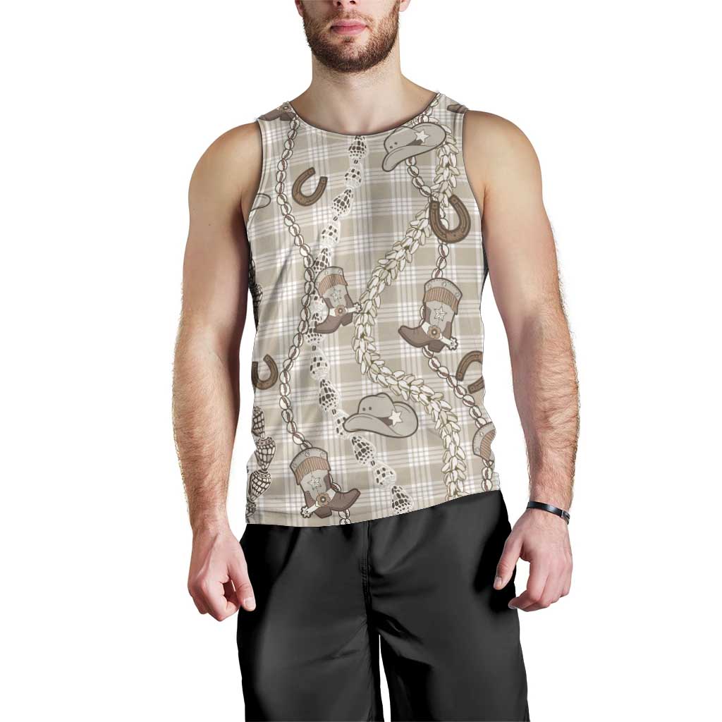 Hawaii Palaka Cowboy Men Tank Top Shell Maile Lei With Western Patterns DT05 - Polynesian Pride