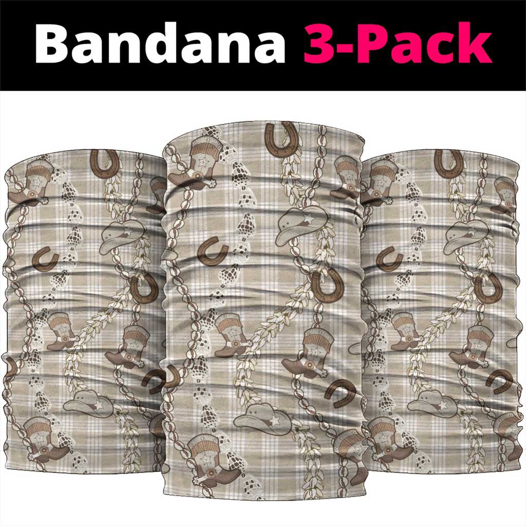 Hawaii Palaka Cowboy Neck Gaiter Shell Maile Lei With Western Patterns - Polynesian Pride