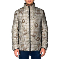 Hawaii Palaka Cowboy Padded Jacket Shell Maile Lei With Western Patterns DT05 Men Beige - Polynesian Pride